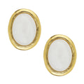 White Agate Cabochon Stud Earrings