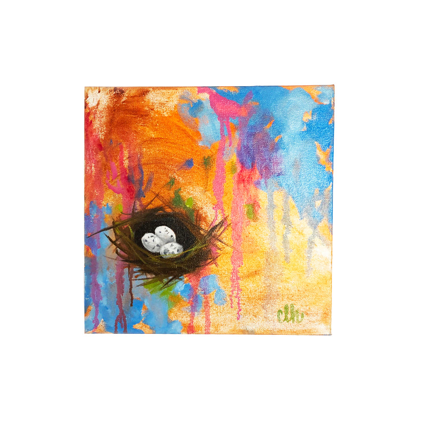 ORANGE TRINITY NEST 10x10 acrylic on canvas by Carey Lee Hudson