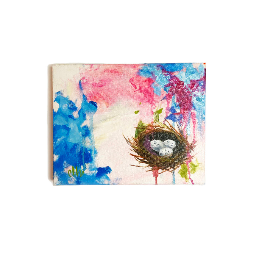 PINK TRINITY NEST 8x10 acrylic on canvas by Carey Lee Hudson