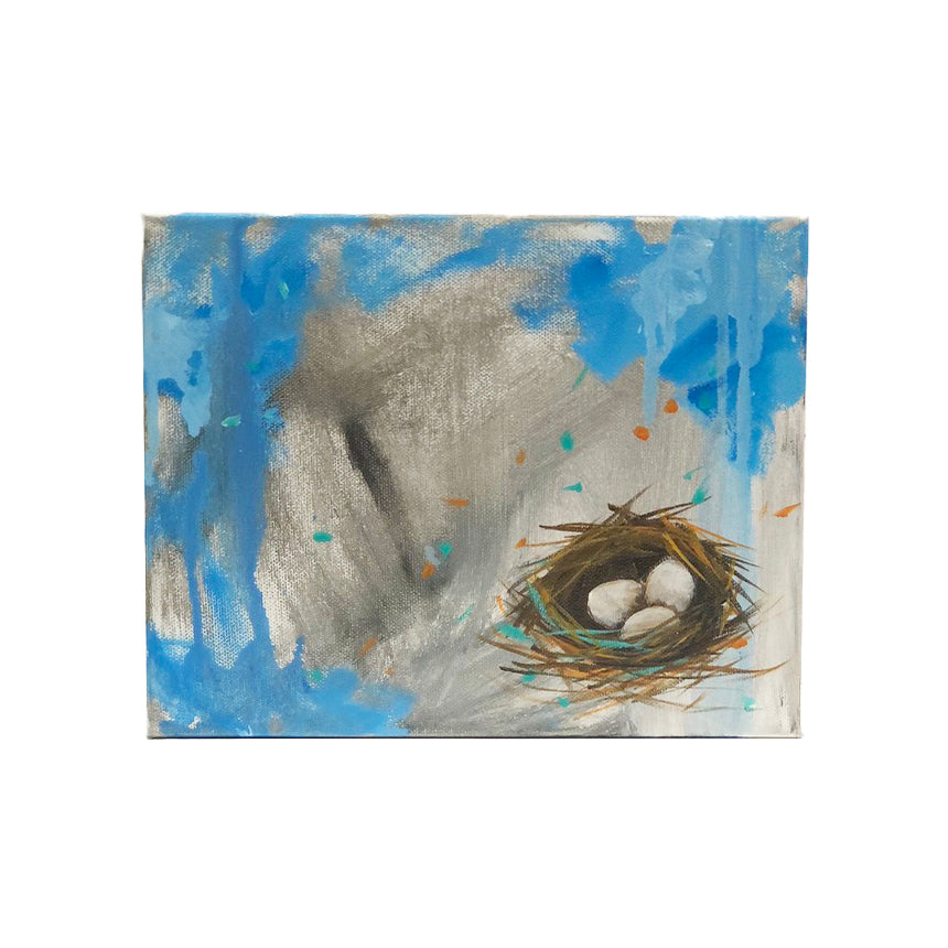 GREY TRINITY NEST 8x10 acrylic on canvas by Carey Lee Hudson