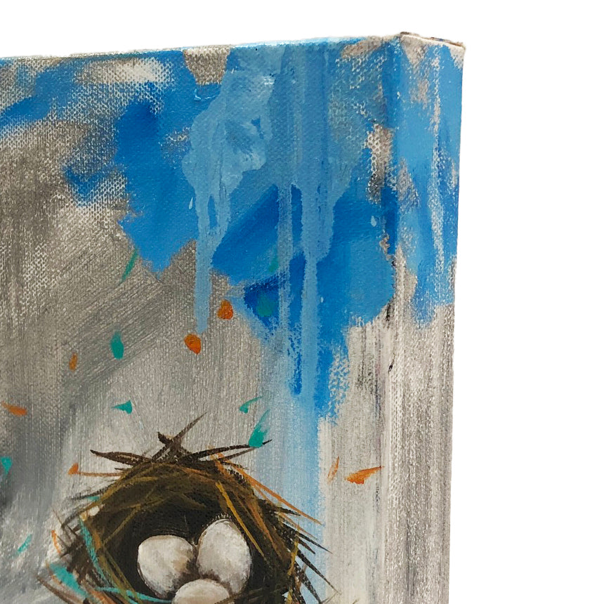 GREY TRINITY NEST 8x10 acrylic on canvas by Carey Lee Hudson