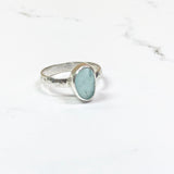 Bezel Set Sea Glass Ring - Aqua