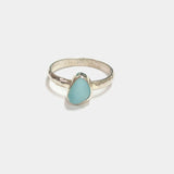 Bezel Set Sea Glass Ring - Aqua