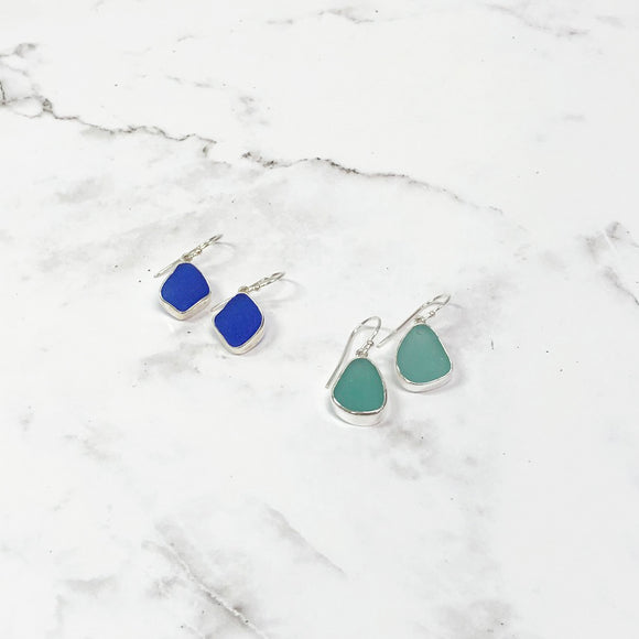 Sea Glass Bezel Set Earrings
