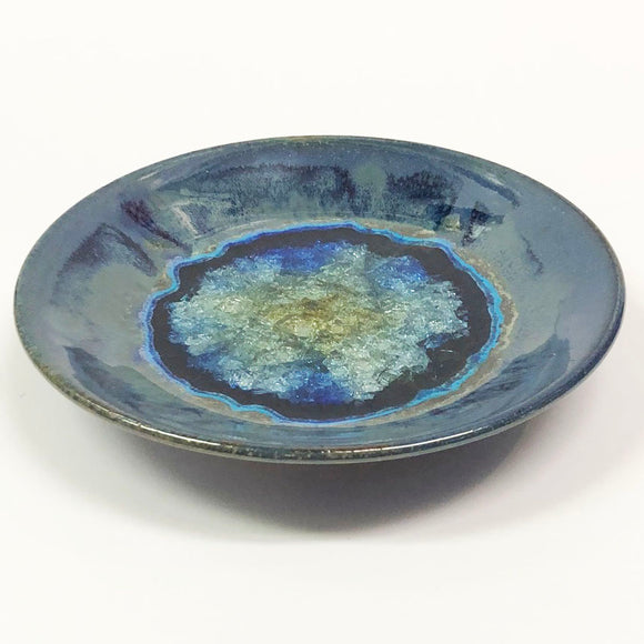 Blue Accented Plate with Geode Crackle Glass