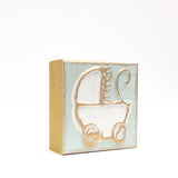 BABY CARRIAGE hand-painted on wood block