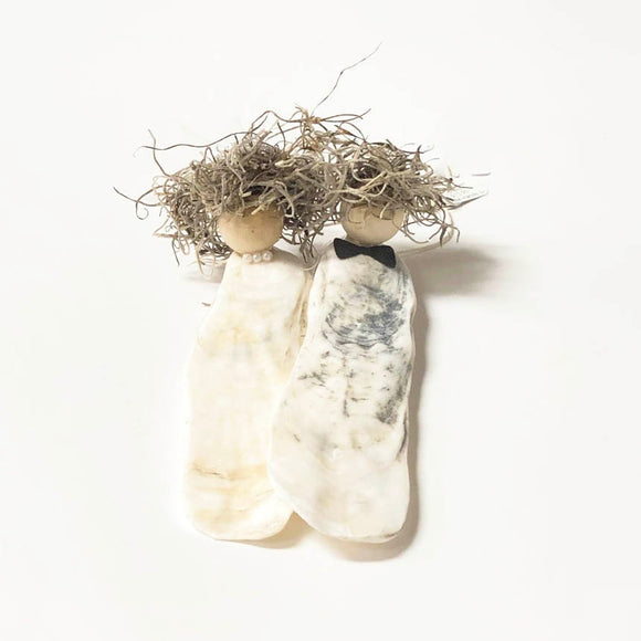 Bride & Groom Oyster Shell Ornament