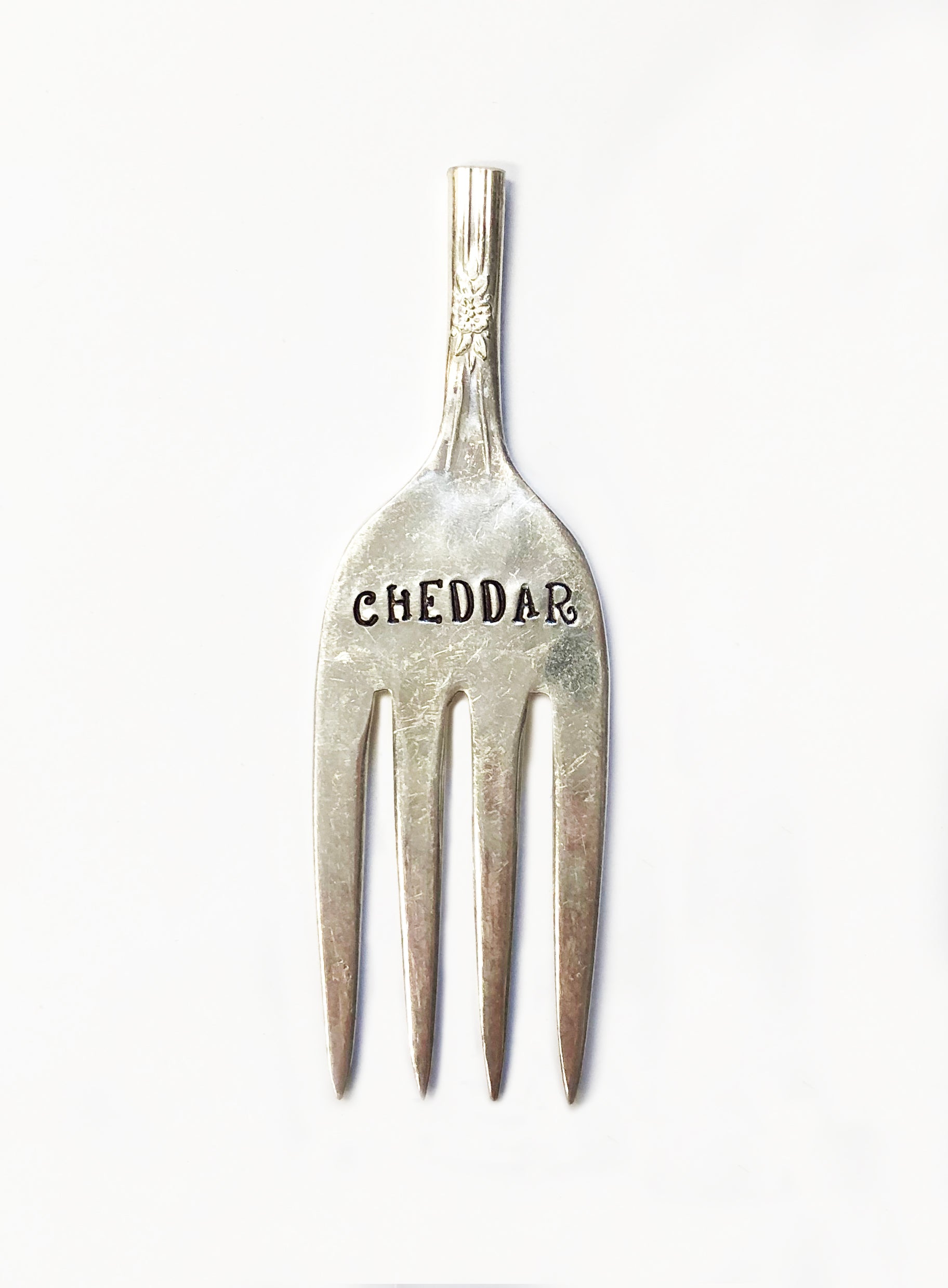 Hand Stamped Silver Cheese Markers