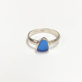 Bezel Set Sea Glass Ring - Cobalt