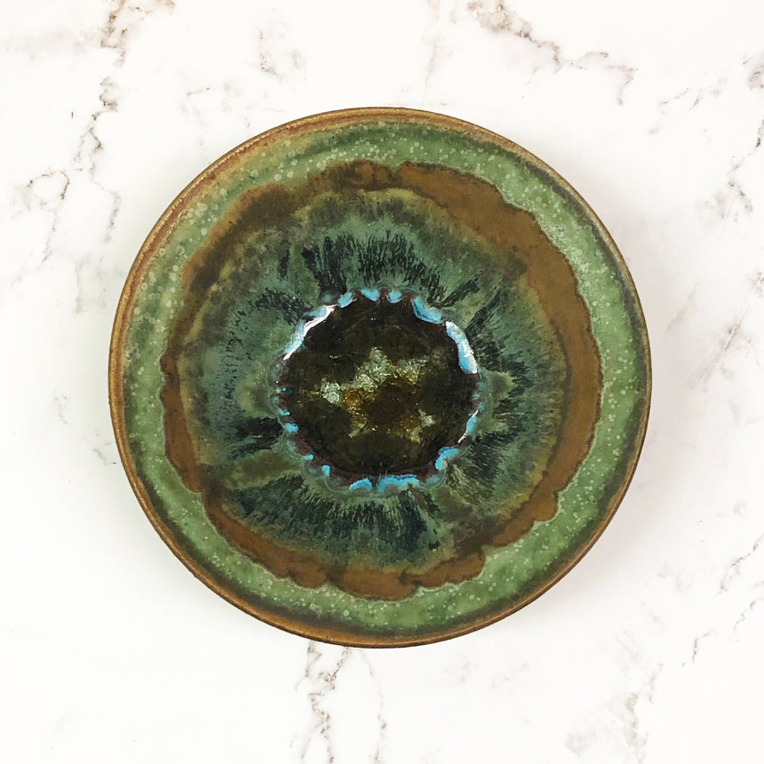 Small Flared Bowl with Crackle Glass