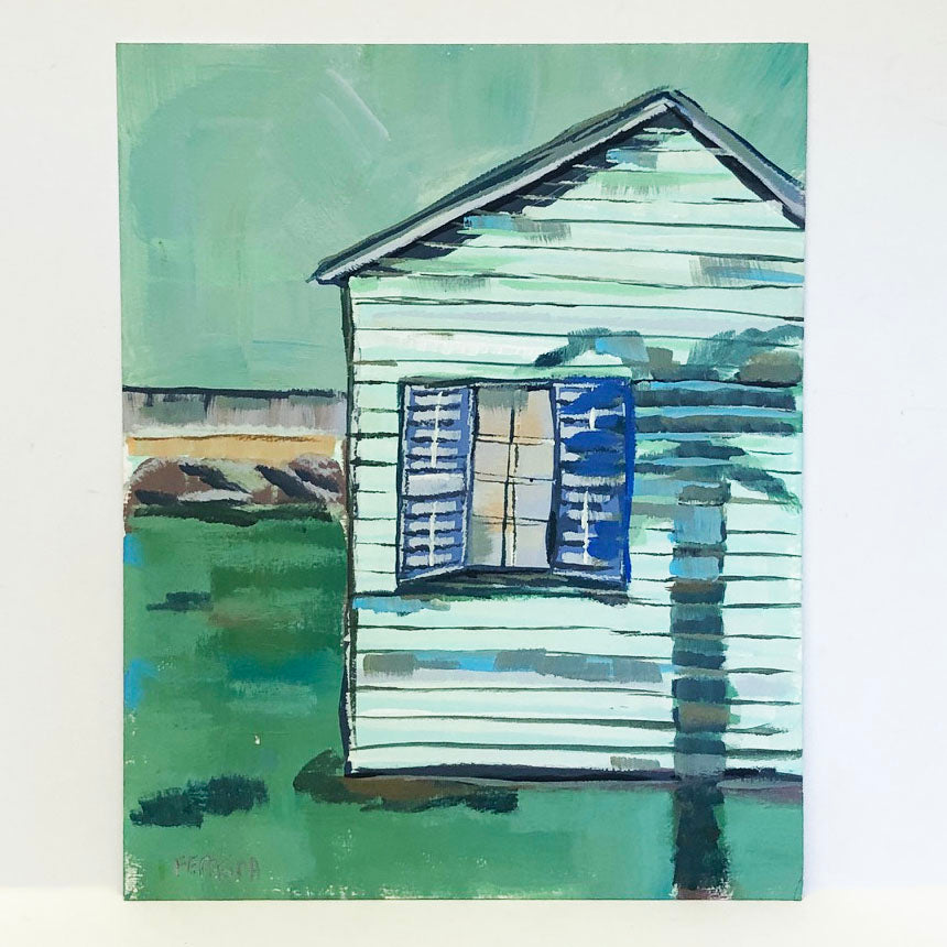 GREEN BEACH HOUSE gouache and acrylic by Sarah Ferreira