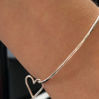 Floating Heart Bangle Bracelet