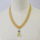 Brass Mesh Necklace with Teardrop Pendant