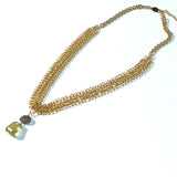 Brass Mesh Necklace with Teardrop Pendant