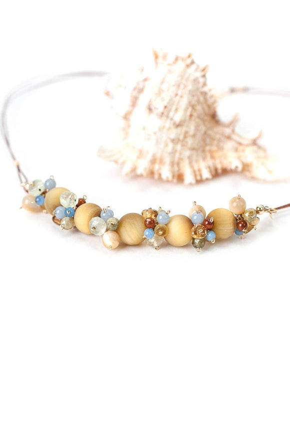 Sand and Sea Cat's Eye Cluster Necklace