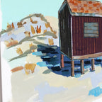 SHACK BY THE DUNE gouache and acrylic by Sarah Ferreira
