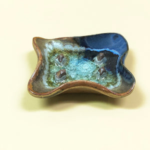 Soap Dish with Geode Crackle Glass
