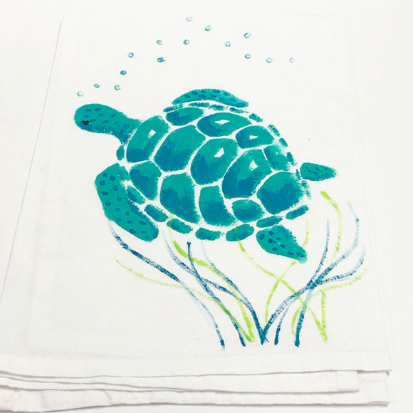 Hand Painted Turtle Tea Towel