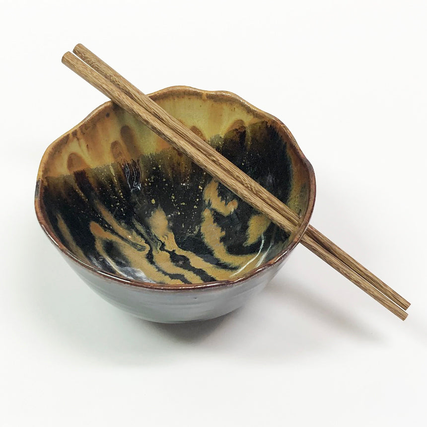 Wavy Noodle Bowl with Chopsticks