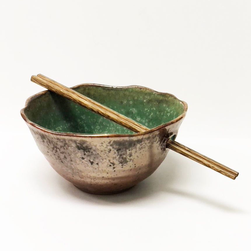 Wavy Noodle Bowl with Chopsticks
