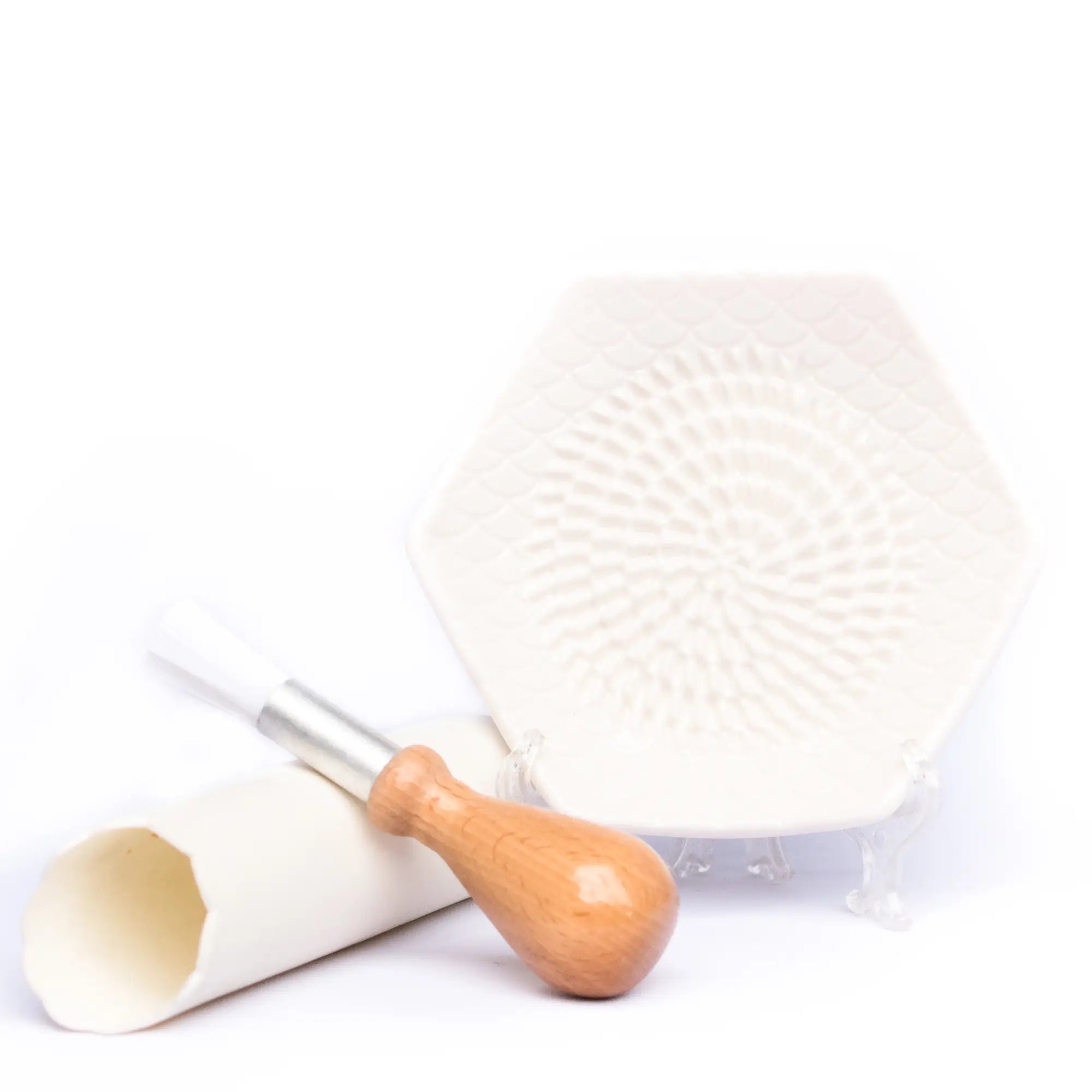 Ceramic Grater Plate Set, With Porcelain Spoon And Brush, For